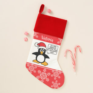 Penguin Naughty List Personalize Christmas Stocking