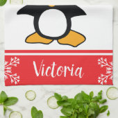 Penguin Naughty List Personalized Christmas Kitchen Towel (Folded)