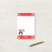 Penguin Naughty List Personalized Christmas Post-it Notes (On Desk)