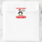 Penguin Naughty List Personalized Christmas Square Sticker (Bag)