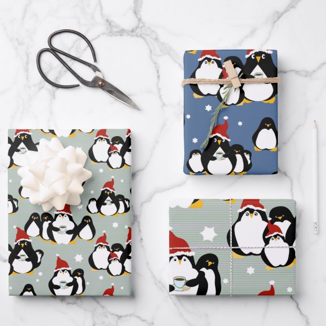 Penguin Nightcap Wrapping Paper Sheets (Front)