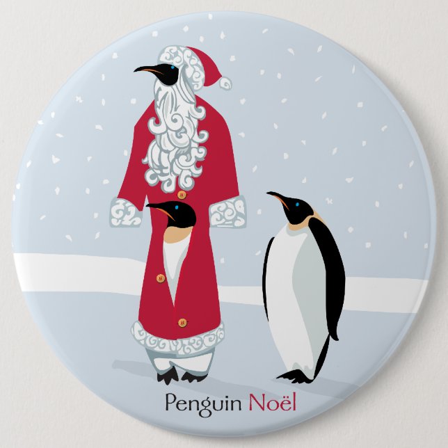 Penguin Noel Pinback Button (Front)
