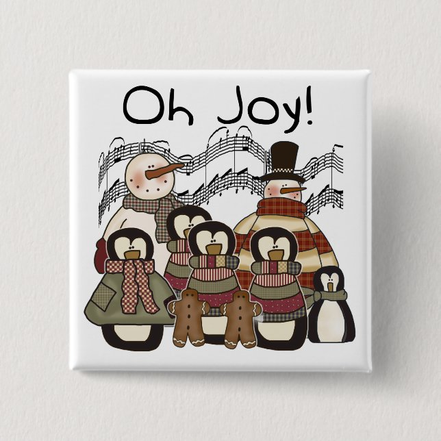 Penguin Oh Joy Christmas Tshirts and Gifts Button (Front)