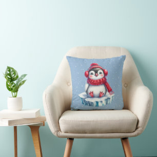 Penguin On an Iceberg Throw Pillow