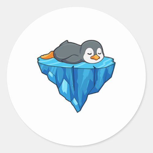 Penguin on Ice floe Classic Round Sticker