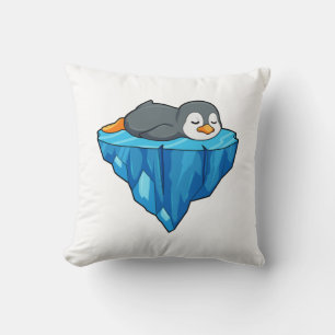 Penguin on Ice floe Throw Pillow