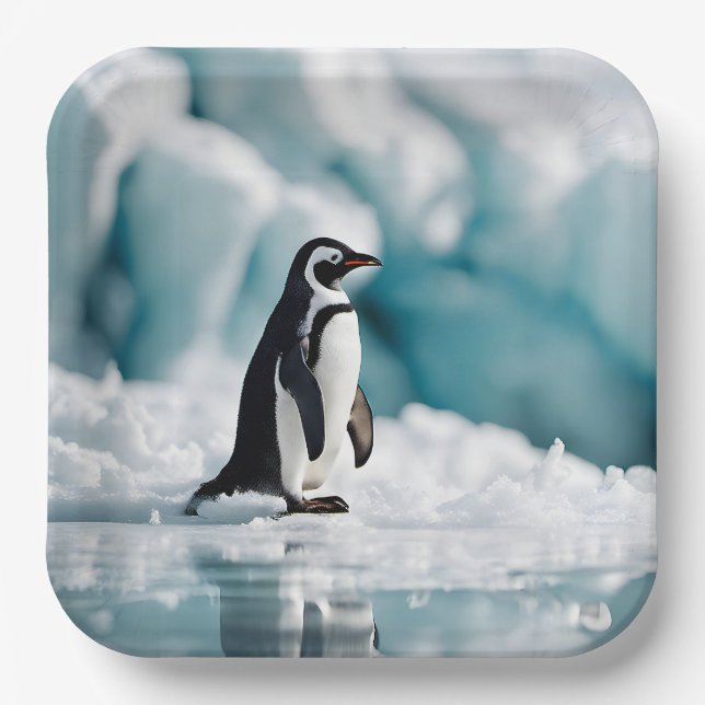 Penguin On Iceberg Paper Plates (Front)