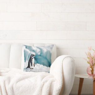 Penguin On Iceberg Throw Pillow