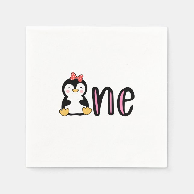 Penguin One 1st Birthday  Napkins (Front)