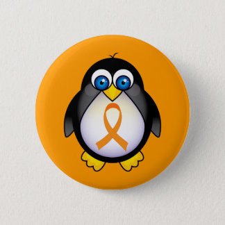 Penguin Orange Ribbon Of Awareness Gift Pinback Button