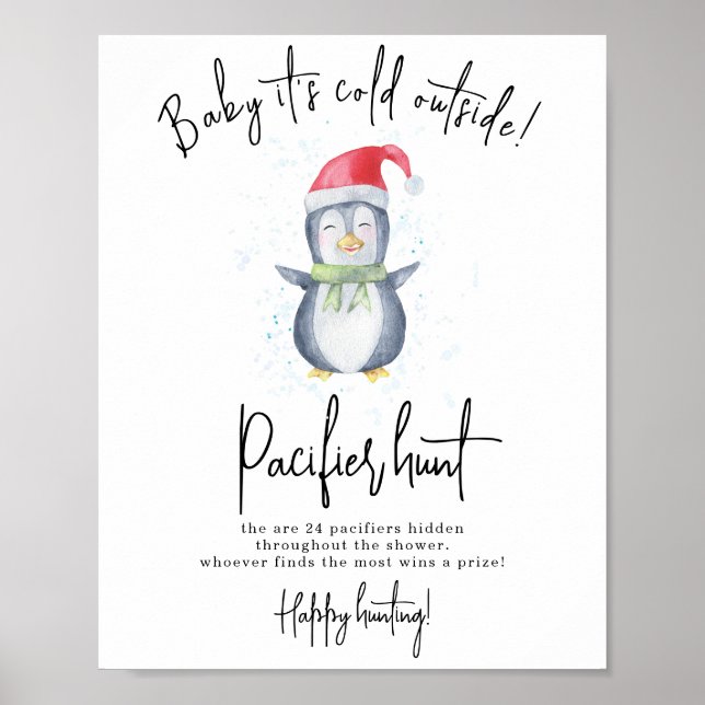 Penguin - Pacifier hunt game baby shower Poster (Front)