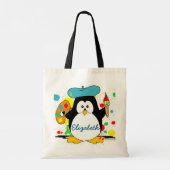Penguin Painter Add Your Name Tote Bag (Back)