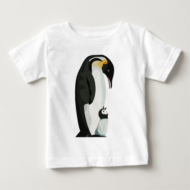 Penguin Parent and Chick Bonding Art Baby T-Shirt (Front)