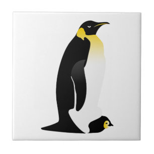 Penguin parent with his baby ceramic tile