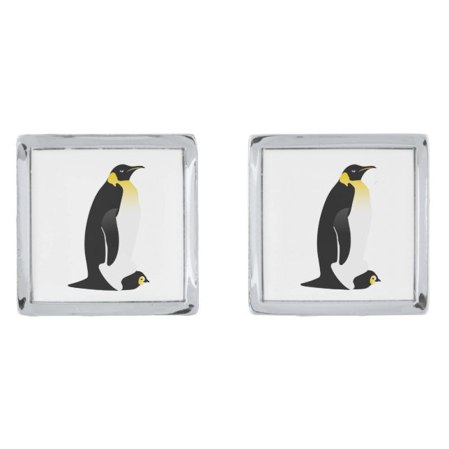 Penguin parent with his baby cufflinks (Front)