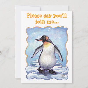 Penguin Party Center Invitation