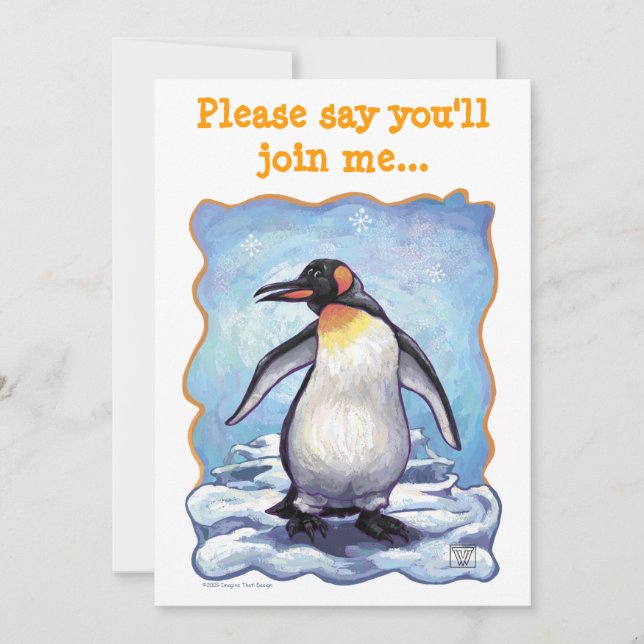Penguin Party Center Invitation (Front)