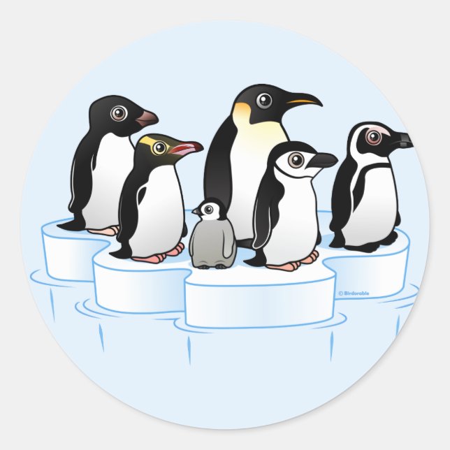 Penguin Party Classic Round Sticker (Front)