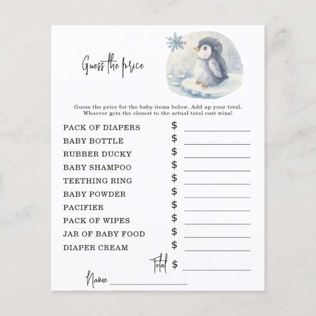 Penguin - Party games | Price Guess Game (Front)