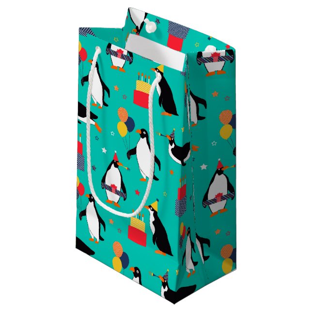 Penguin Party Small Gift Bag (Front Angled)
