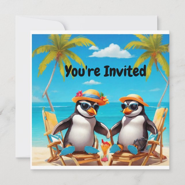 Penguin Party "You're Invited " Invitation (Front)