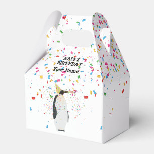 Penguin Partying - Animals at Birthday Party Favor Boxes