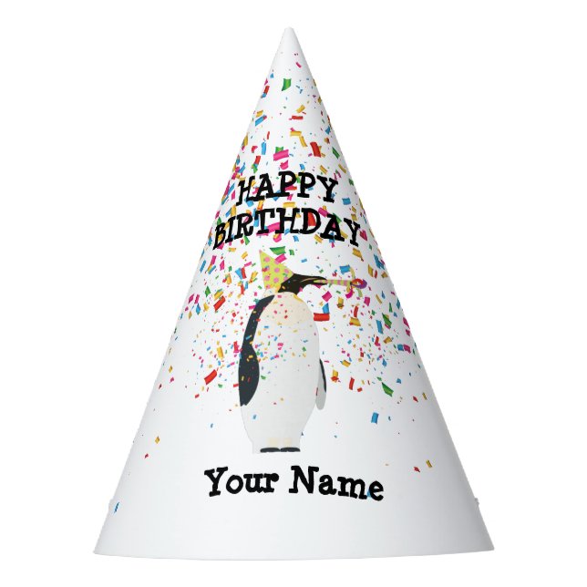 Penguin Partying - Animals at Birthday Party Party Hat (Front)
