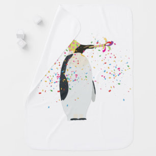 Penguin Partying - Animals Having a Party Baby Blanket