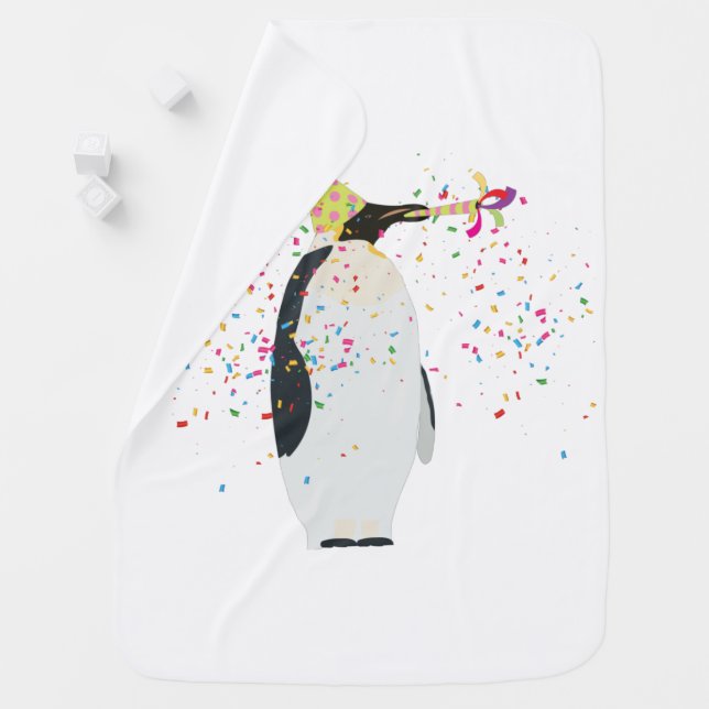 Penguin Partying - Animals Having a Party Baby Blanket (In Situ)