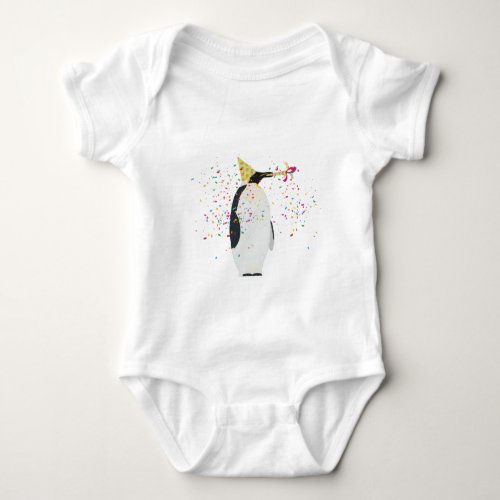 Penguin Partying _ Animals Having a Party Baby Bodysuit