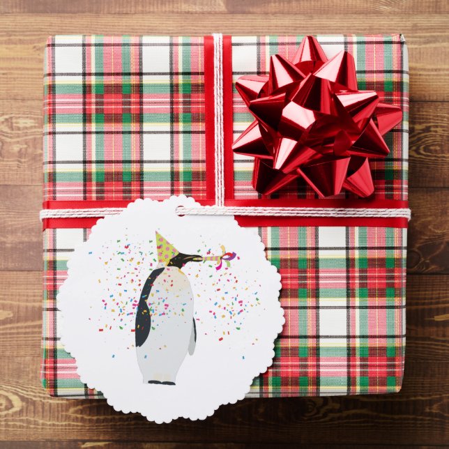 Penguin Partying - Animals Having a Party Gift Ornament Card (Insitu (Gift))