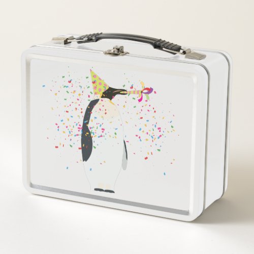 Penguin Partying _ Animals Having a Party Metal Lunch Box