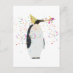 Penguin Partying - Animals Having a Party Postcard