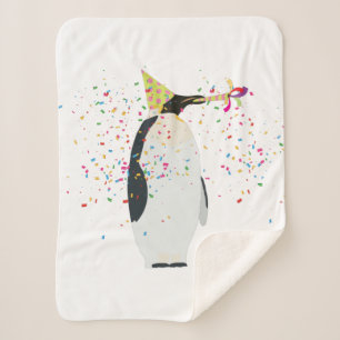 Penguin Partying - Animals Having a Party Sherpa Blanket