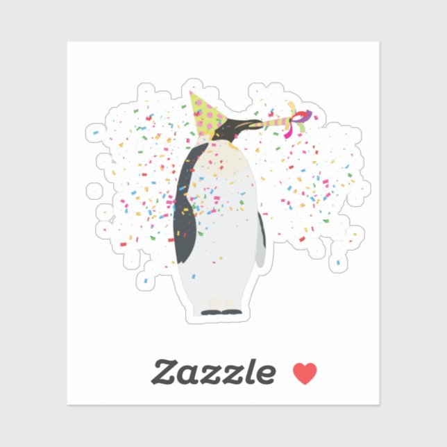 Penguin Partying - Animals Having a Party Sticker (Sheet)