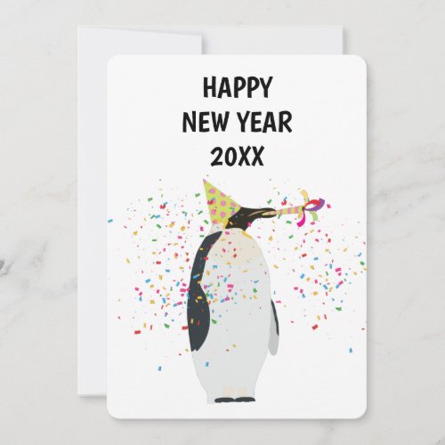 Penguin Partying _ Animals  Holiday New Years Card