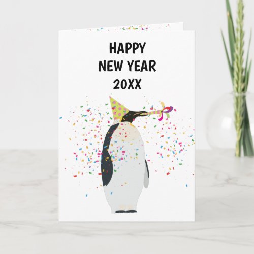 Penguin Partying _ Animals  Holiday New Years Card