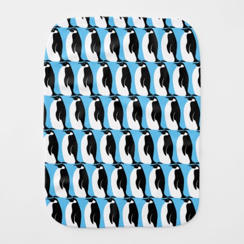 Penguin Pattern Aqua Black White Baby Burp Cloth