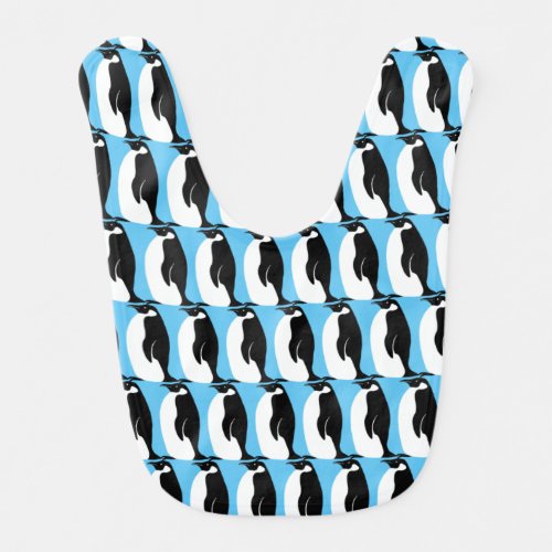 Penguin Pattern Blue Black White Baby Bib