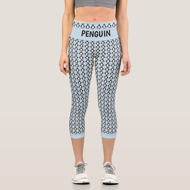 Penguin Pattern Capri Leggings (Front)