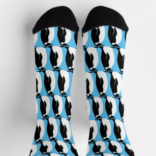 Penguin Pattern Cute Minimalist Blue Black White Socks