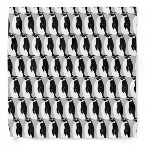 Penguin Pattern Gray Black White Bandana