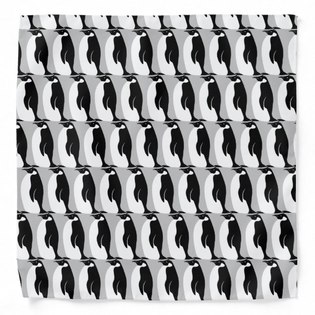 Penguin Pattern Gray Black White Bandana (Front)