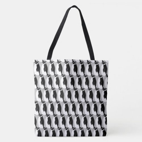 Penguin Pattern Gray Black White Tote Bag