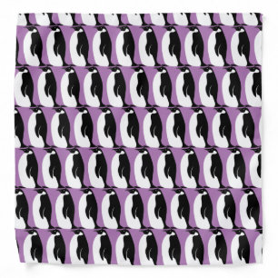 Penguin Pattern Purple Black White Bandana