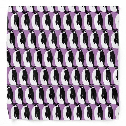 Penguin Pattern Purple Black White Bandana