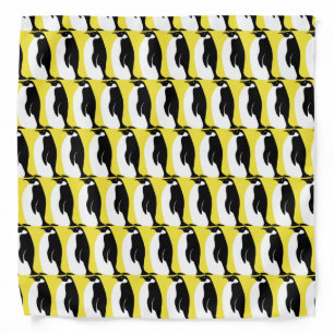 Penguin Pattern Yellow Illuminating Black White Bandana