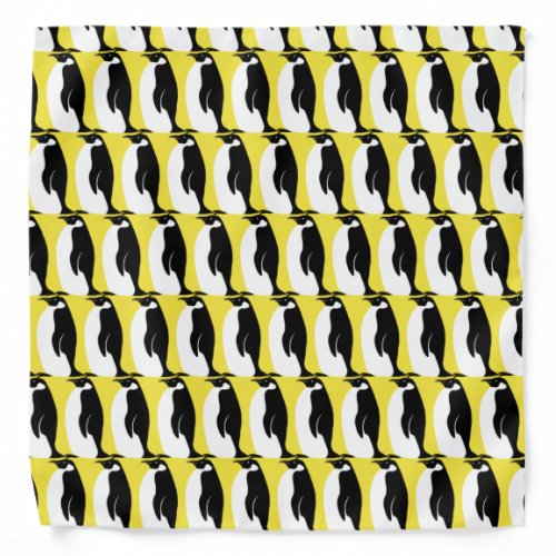 Penguin Pattern Yellow Illuminating Black White Bandana