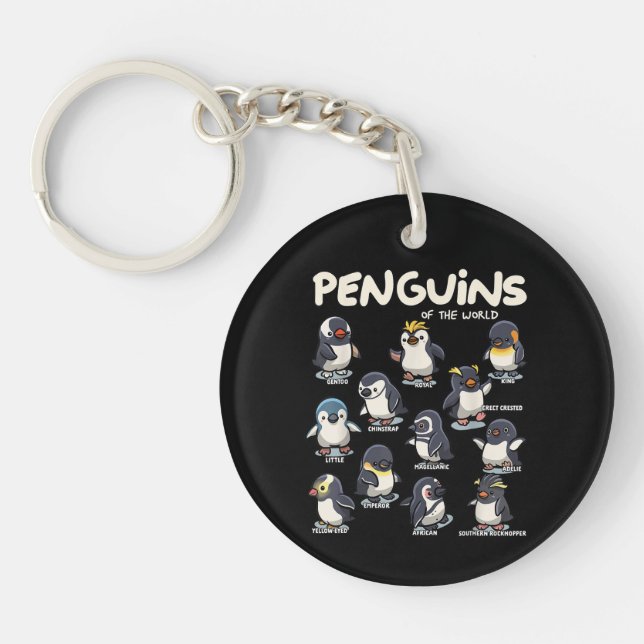 Penguin Penguins Animals of the World Penguin Love Keychain (Front)