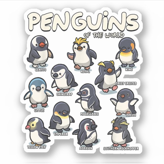 Penguin Penguins Animals of the World Penguin Love Sticker (Front)